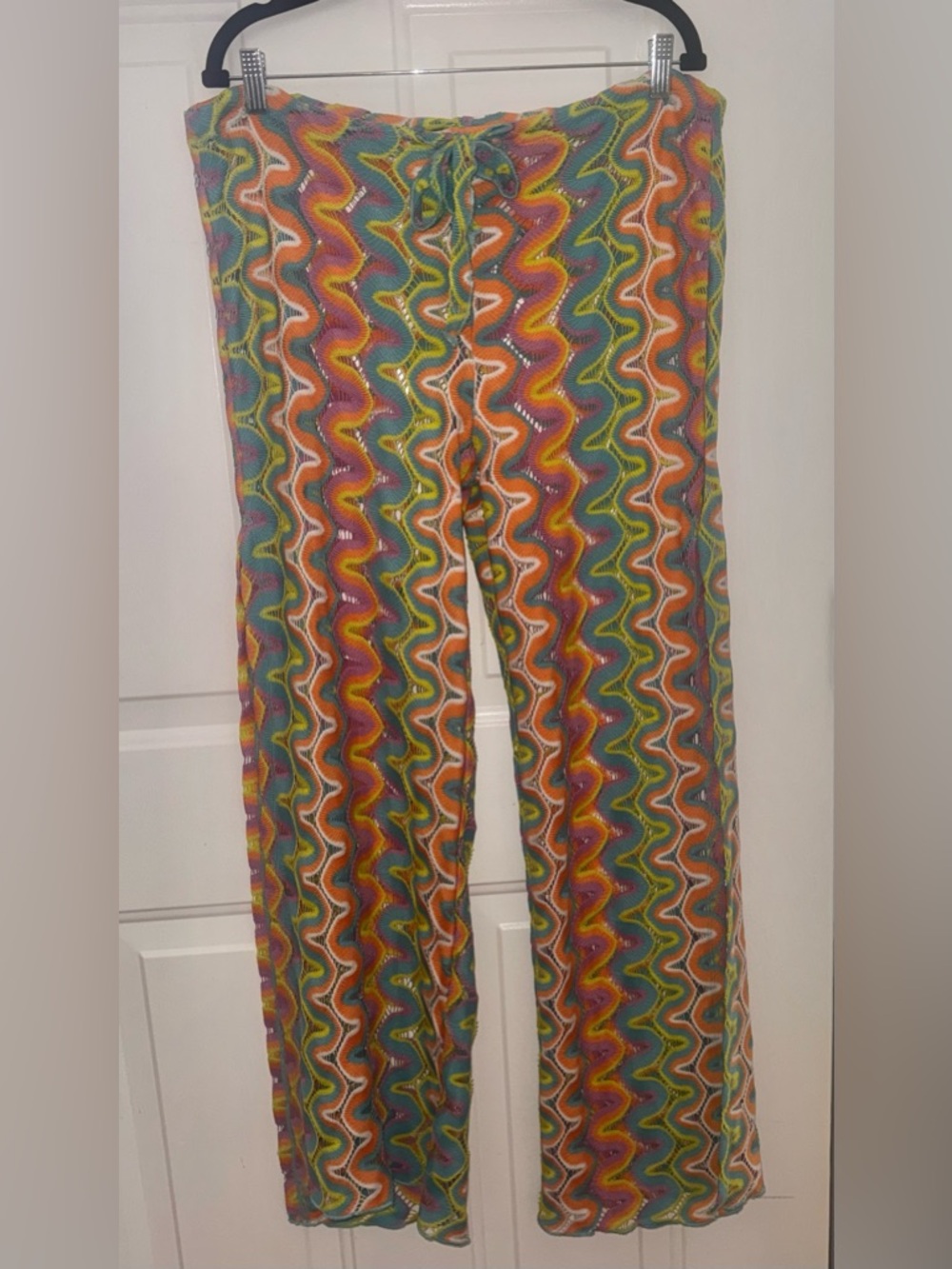 BECCA by Rebecca Virtue Festivale Crochet Pants Cover Up L Multi Color